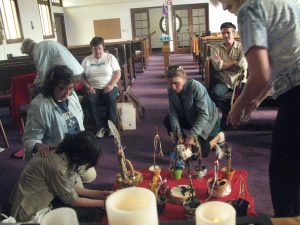 Group planting the prayer sticks in the center of ourcircle (1)