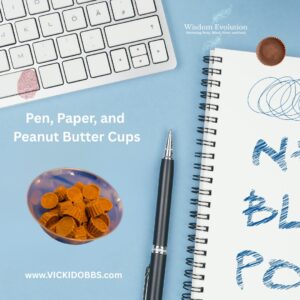 pen page and peanut butter cups